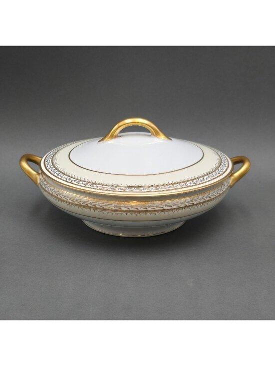 Noritake Other - Antique Noritake Chanfaire Covered Vegetable Tureen Round Gold Trim 10"